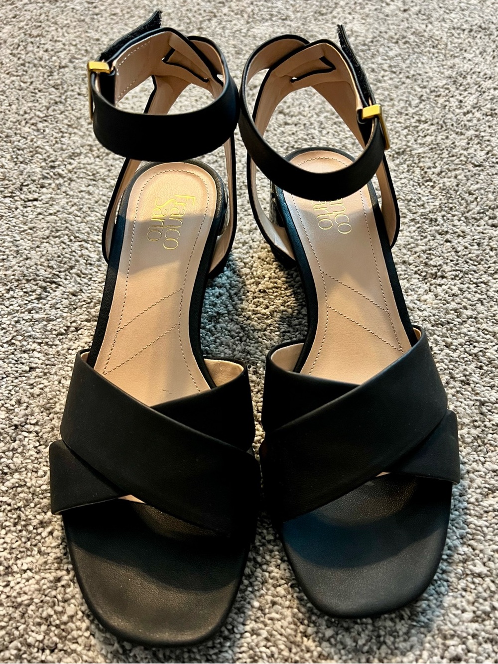 Franco Sarto Black Crisscross Open-Toe Ankle-Strap Sandals